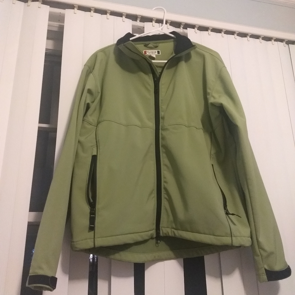 Clique jacket.  Stylish Dusty green with zipper.